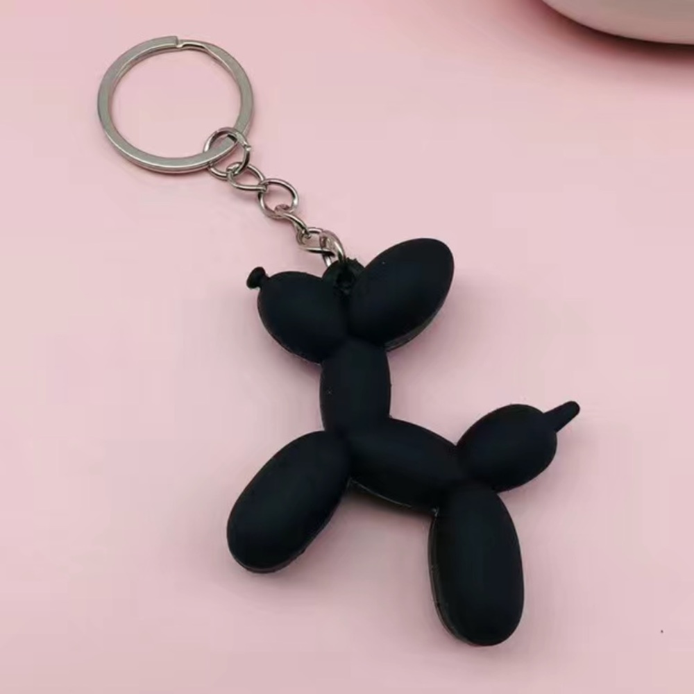 NEW Cute Cartoon Balloon Dog keychain Matte black bag charm